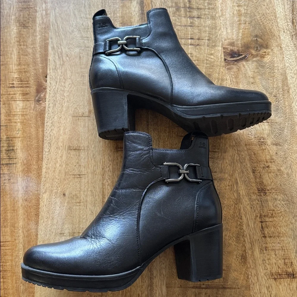 Josef Seibel Gloria 04 Black Leather Ankle Boots booties heel Buckle NEW EU 36